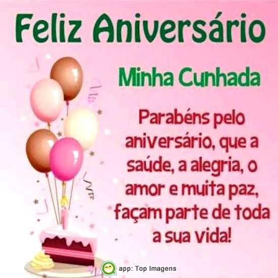 Feliz aniversário cunhada